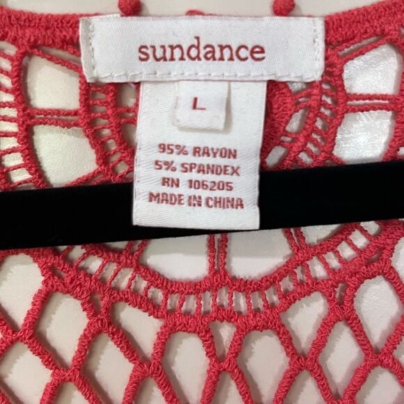 SUNDANCE Crochet Back Maxi Dress Coral White Blue Black Women’s Size Large - Picture 5 of 5